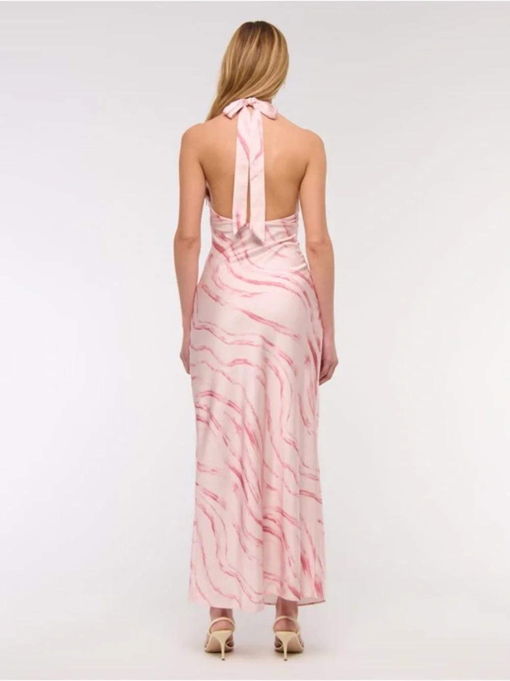 Abercrombie & Fitch Pink Silk Slinky Halter Slip Maxi Dress